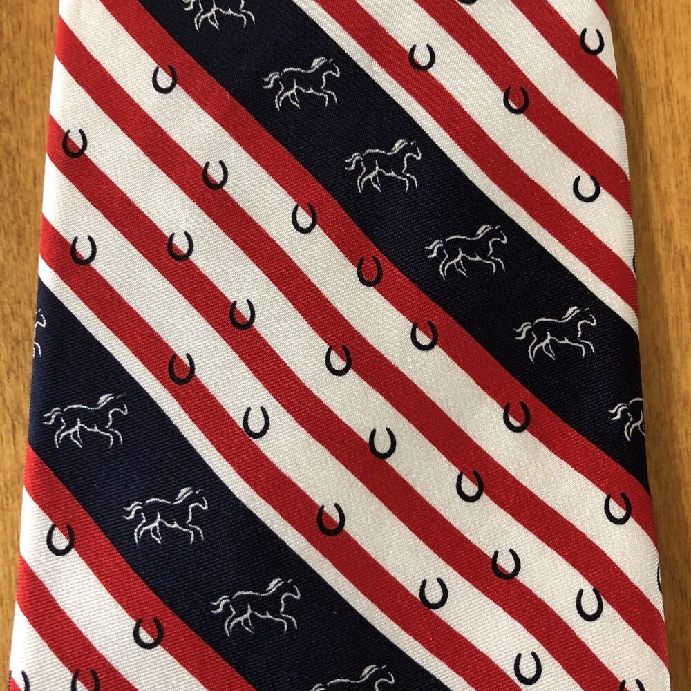 LILO Collections Mens Neck Tie Red White Blue USA Patriotic WEG 2010 Horse